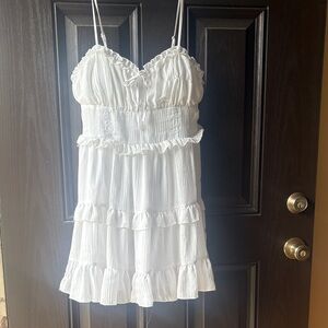White Ruffled Spaghetti Strap Dress